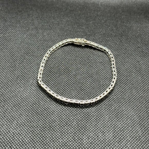 Sterling Silver .925 Bracelet Marcasite Square Link 8.25" Long 14.7‎ Grams - Picture 7 of 9